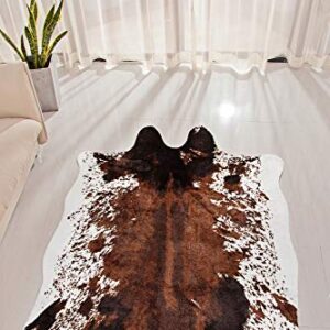 NativeSkins Faux Cowhide Rug (4.6ft x 6.6ft) - Cow Print Area Rug with Faux Suede No-Slip Backing (Brown)