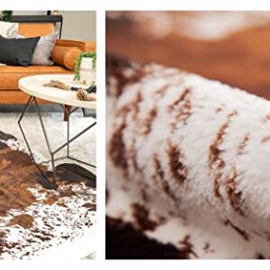 NativeSkins Faux Cowhide Rug (4.6ft x 6.6ft) - Cow Print Area Rug with Faux Suede No-Slip Backing (Brown)