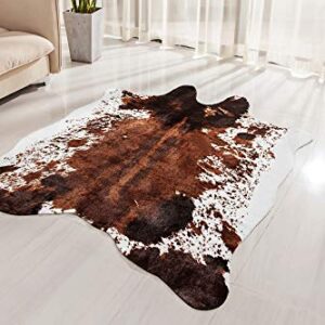 NativeSkins Faux Cowhide Rug (4.6ft x 6.6ft) - Cow Print Area Rug with Faux Suede No-Slip Backing (Brown)