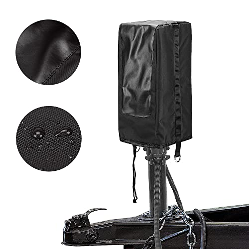 Seven Sparta Electric Jack Cover, 600D Oxford Fabric Universal RV Electric Tongue Trailer Jack Protective Head Cover (Universal Size 18″H x 7 1/2″W x 9″D)