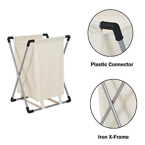 LUCKYERMORE Collapsible Laundry Basket for Dirty Clothes Household Laundry Hamper with Iron X-Frame and Oxford Hamper Bag