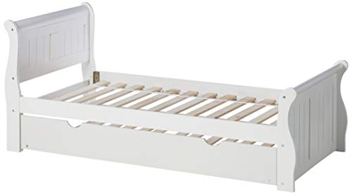 Donco Kids 325-TW_503-W Sleigh Bed withTrundle Bed, Twin/Twin, White