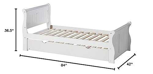 Donco Kids 325-TW_503-W Sleigh Bed withTrundle Bed, Twin/Twin, White