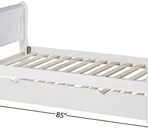 Donco Kids 325-TW_503-W Sleigh Bed withTrundle Bed, Twin/Twin, White