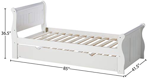 Donco Kids 325-TW_503-W Sleigh Bed withTrundle Bed, Twin/Twin, White