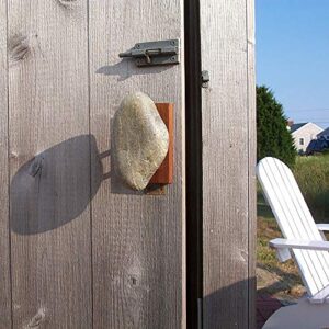 Sea Stones Coast Hook - Coat Hook - Hand Selected, Natural Stone Wall Hook with Elegant Wooden Backplate - Hang Your Coats, Towels, Robes & More with Both Indoors & Outdoor Uses (3 Pack, Cherry)