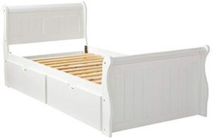 donco kids 325-tw_505-w sleigh bed with dual underbed drawers, twin, white