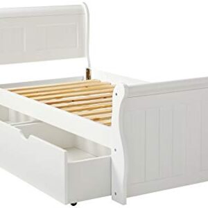 Donco Kids 325-TW_505-W Sleigh Bed with Dual Underbed Drawers, Twin, White