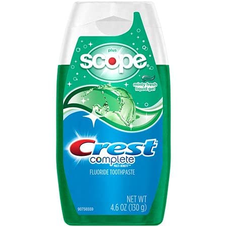 Crest Whitening Plus Scope Toothpaste Liquid Gel Minty Fresh - 4.6 oz, Pack of 4