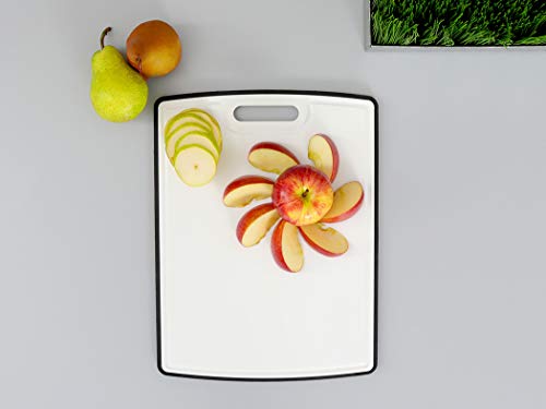 Dexas PolyDuO Reversible Cutting Board, 11 x 14.5 Inches, White and Midnight Granite