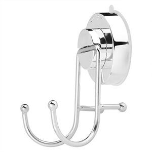 Vacuum Suction Double Bath Hook Stainless Steel Wall Mounted Towel and Key Hook Rail Rack Double Prong Robe Hook for Kitchen Bathroom