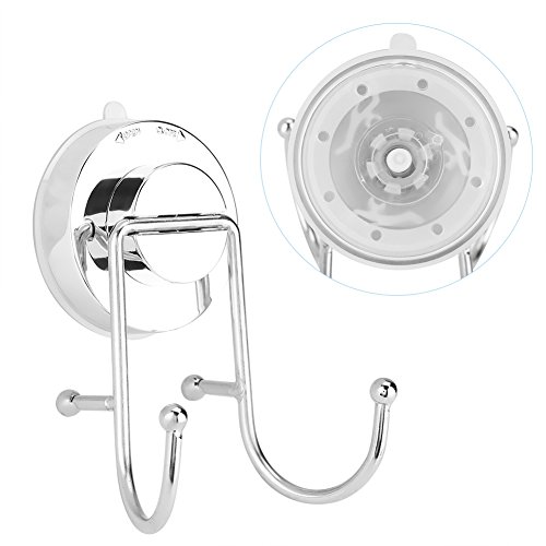 Vacuum Suction Double Bath Hook Stainless Steel Wall Mounted Towel and Key Hook Rail Rack Double Prong Robe Hook for Kitchen Bathroom