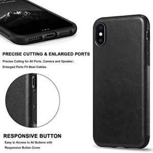 TENDLIN Compatible with iPhone Xs Max Case Premium Leather Outside and Flexible TPU Silicone Hybrid Slim Case Compatible with iPhone Xs Max - 2018 (Black)