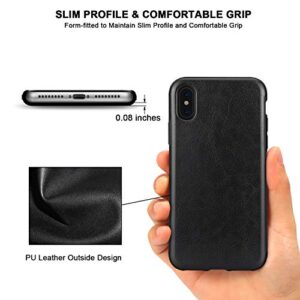 TENDLIN Compatible with iPhone Xs Max Case Premium Leather Outside and Flexible TPU Silicone Hybrid Slim Case Compatible with iPhone Xs Max - 2018 (Black)