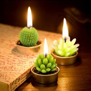 Glarks 12Pcs Unique Designs Cactus Tealight Candles Set, Handmade Delicate Succulent Cactus Artificial Succulents Tealight Candles Perfect for Birthday Party Valentine's Day Wedding Spa Home Decor