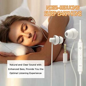 MAXROCK Sleep Earbuds, Ultra-Soft Comfortable Noise Isolating Earplugs Workout Headphones in-Ear Earphones w/Mic & Volume Control - Perfect for Side Sleeper Air Travel, Meditation & Insomnia(White)