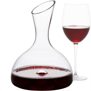 goodglassware wine decanter – personal red wine carafe with wide base and aerating punt - crystal clear, full bottle pitcher (44 oz capacity)