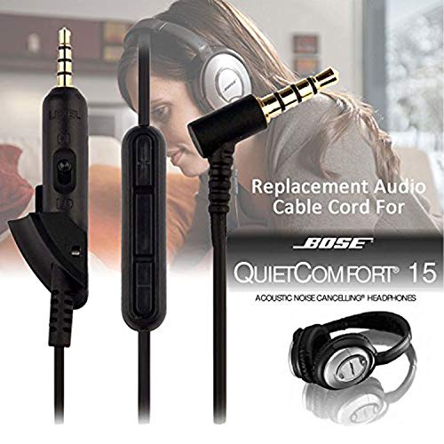 Audio Cable Replacement Cord Line Compatible with for Bose QC15 QuietComfort QC 15 Headphone (Inline Mic Remote)