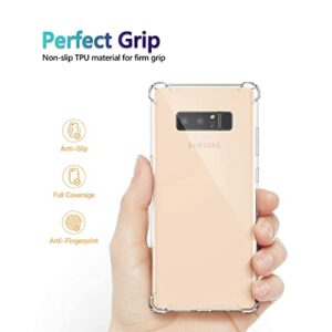 Galaxy Note 8 Case Crystal Clear Shockproof Bumper Protective Cell Phone Case for Samsung Galaxy Note 8 Transparent Back Covers for Men Women Boys Girls Flexible Slim Fit Rubber Silicone Gel