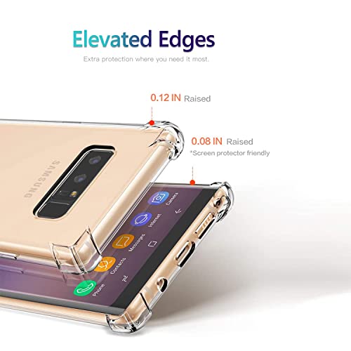 Galaxy Note 8 Case Crystal Clear Shockproof Bumper Protective Cell Phone Case for Samsung Galaxy Note 8 Transparent Back Covers for Men Women Boys Girls Flexible Slim Fit Rubber Silicone Gel