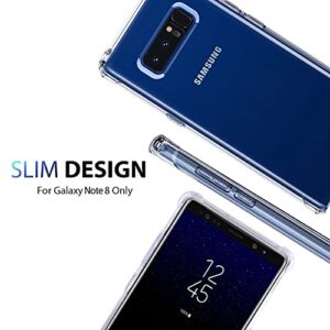 Galaxy Note 8 Case Crystal Clear Shockproof Bumper Protective Cell Phone Case for Samsung Galaxy Note 8 Transparent Back Covers for Men Women Boys Girls Flexible Slim Fit Rubber Silicone Gel