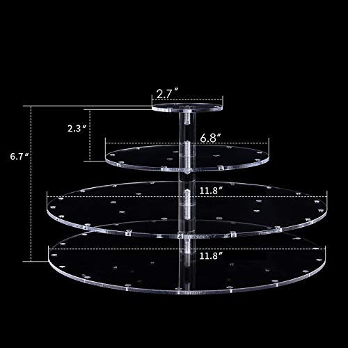 YestBuy Acrylic Cake Pop Display Stand, 30 Hole Clear Acrylic Lollipop Holder, 3 Tiered Round Candy Holder for Weddings, Birthday Parties, Anniversaries Gift, Halloween Candy Decorative (Clear)