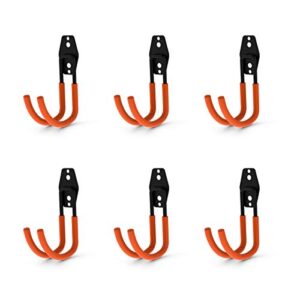 coolyeah steel garage storage utility double hooks, heavy duty for organizing power tools,large j hooks (pack of 6, 5.5 × 3.1 × 4.2 inches)