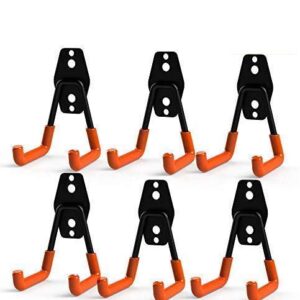 CoolYeah Steel Garage Storage Utility Double Hooks, Heavy Duty for Organizing Power Tools,Small U Hooks (pack of 6, 2 × 2.8 × 4.2 inches)