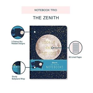 Notebook Trio by Studio Oh! - Set of 3 - The Zenith - 5.75" × 8.25" - 3 Coordinating Cardstock Cover Designs - 80 Lined Pages - for School, Work & Home