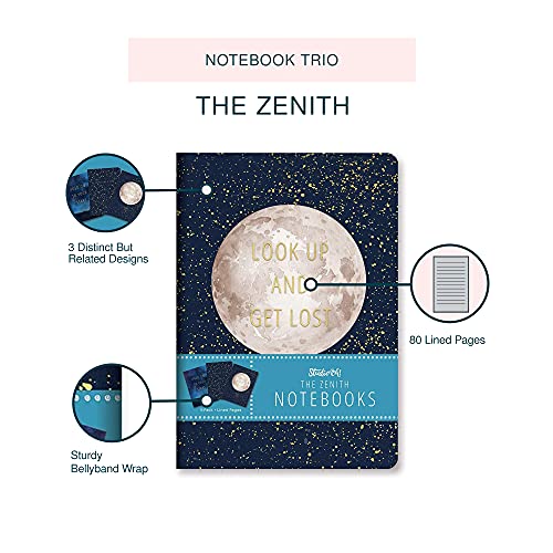 Notebook Trio by Studio Oh! - Set of 3 - The Zenith - 5.75" × 8.25" - 3 Coordinating Cardstock Cover Designs - 80 Lined Pages - for School, Work & Home