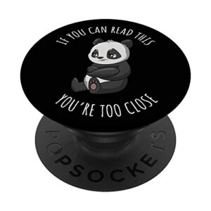 funny panda sarcasm quotes antisocial introverts black popsockets popgrip: swappable grip for phones & tablets