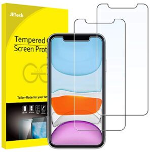 jetech screen protector for iphone 11 and iphone xr, 6.1-inch, tempered glass film, 2-pack