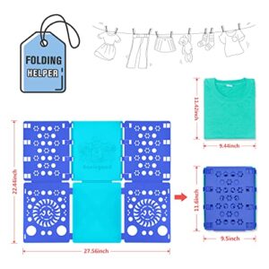 BoxLegend Version 3 Shirt Folding Board t Shirts Clothes Folder Durable Plastic Laundry folders Folding Boards Helper Tool for Adults and Children (Blue & Turquoise)