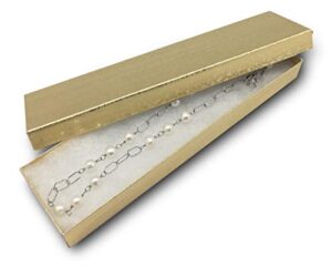 thedisplayguys 25-pack #82 cotton filled cardboard paper jewelry box gift case - gold foil (8 1/16" x 2 1/4" x 1 3/8")