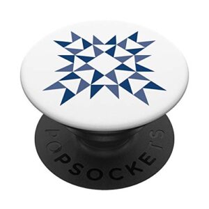 blue geometric quilt block look popsockets popgrip: swappable grip for phones & tablets