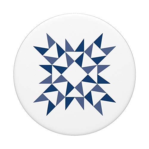 Blue Geometric Quilt Block Look PopSockets PopGrip: Swappable Grip for Phones & Tablets