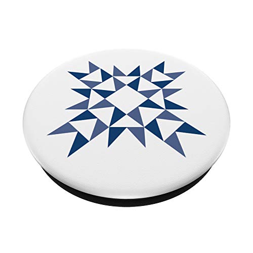 Blue Geometric Quilt Block Look PopSockets PopGrip: Swappable Grip for Phones & Tablets