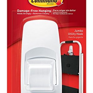 Command Jumbo Hook with Strips 17004ES- White, Pack of 1 with A Prep Pad for Fast and Easy Application