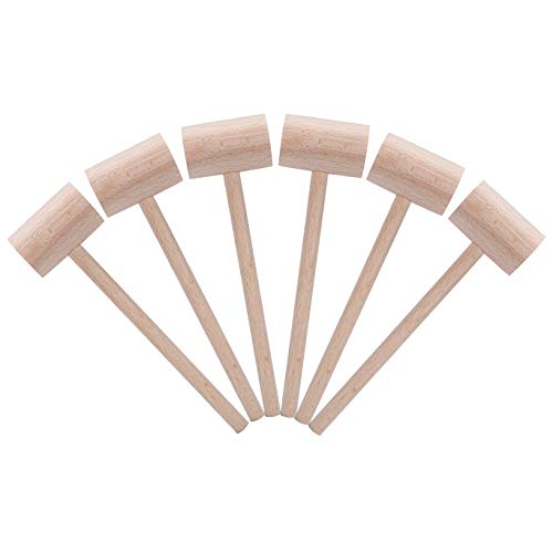 6 Pack Wooden Crab Mallets Seafood Lobster Shellfish Cracker Natural Hardwood Hammer