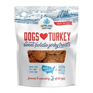 farmland traditions filler free dogs love turkey & sweet potato premium jerky treats for dogs, 3 lb. bag