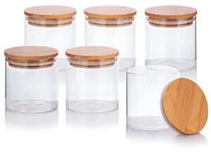 juvitus 8 oz clear glass borosilicate jar with bamboo silicone sealed lid (6 pack)