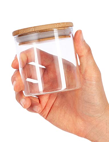 JUVITUS 8 oz Clear Glass Borosilicate Jar with Bamboo Silicone Sealed Lid (6 Pack)