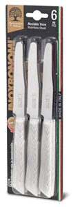 6 kitchen knifes (knives) - italian stainless steel vegetable/steak/table knife cutlery (bleached oak)
