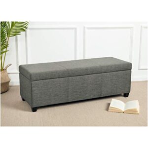 FIRST HILL FHW Storage Ottoman Bench Avalon Linen Rectangular, Large, Slate Grey