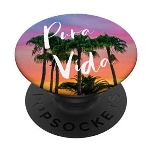 pura vida palm tree on the beach sunset quote popsockets popgrip: swappable grip for phones & tablets