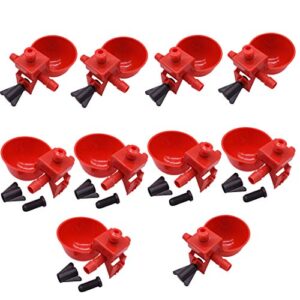 walkingpround 10pcs bird cage chick coop feed quail drinking cups chicken water bowl pigeon automatic water feeder farm animal tool