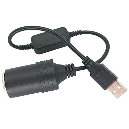 AYECEHI USB A Male to 12V Car Cigarette Lighter Socket Female Step Up Cable Inverter Converter Car Cigarette Lighters Compatible Driving Recorder GPS E-Dog Etc-Black