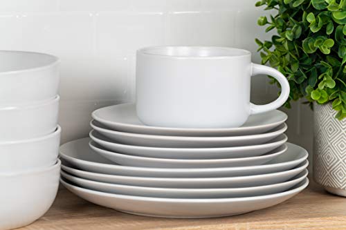 10 Strawberry Street Wazee Matte Coupe Dinnerware Pack of 16, White