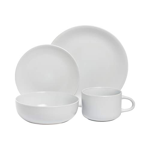 10 Strawberry Street Wazee Matte Coupe Dinnerware Pack of 16, White