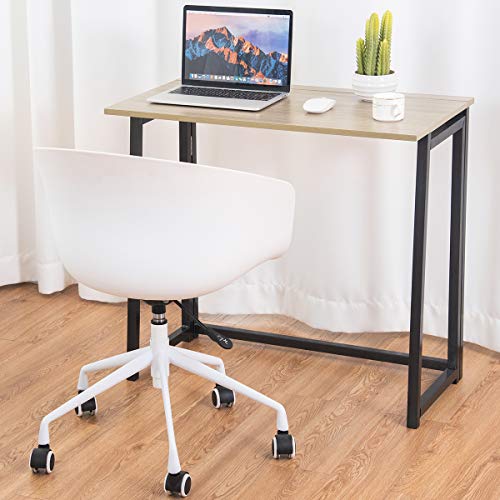 Tangkula Folding Desk No Assembly Required, Foldable Computer Desk for Small Spaces, Portable Small Collapsible Desk, Space Saving Foldable Laptop Table Home Office Desk (Natural)